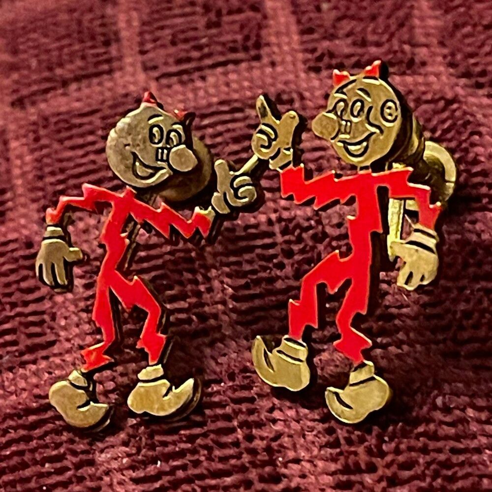 vintage Redddi  Kilowatt screw back earrings Electricity gold tone